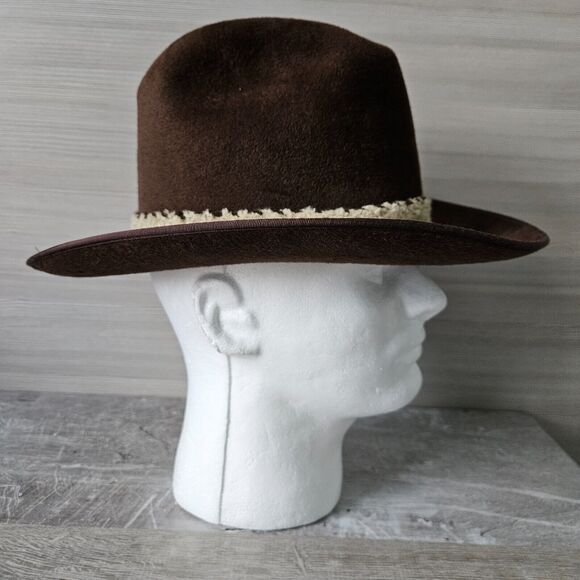 Adam 101 Corral Adam Western Cowboy Felt Hat Mens Size Small 6 3/4 Pampa Brown - Picture 3 of 16